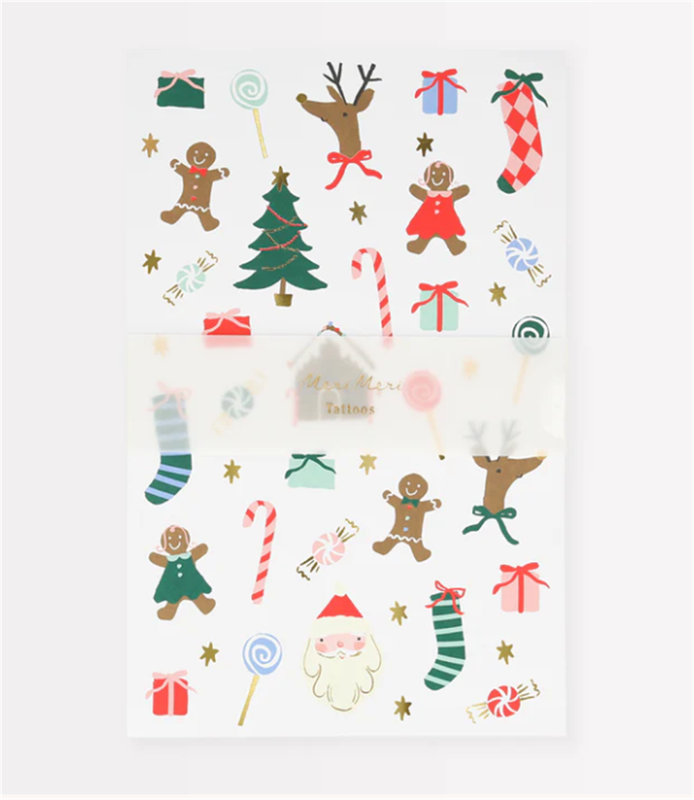 Meri Meri - Jolly Tattoo Sheet - Yeni Yıl Geçici Dövmeler (2'li) Gizden Gelenler