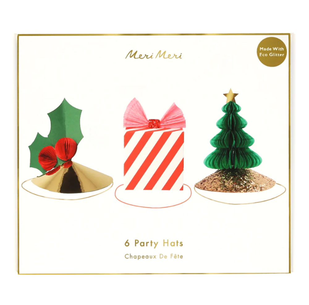 Meri Meri - Mixed Christmas Party Hats - Yeni Yıl Şapkaları (6'lı) Gizden Gelenler