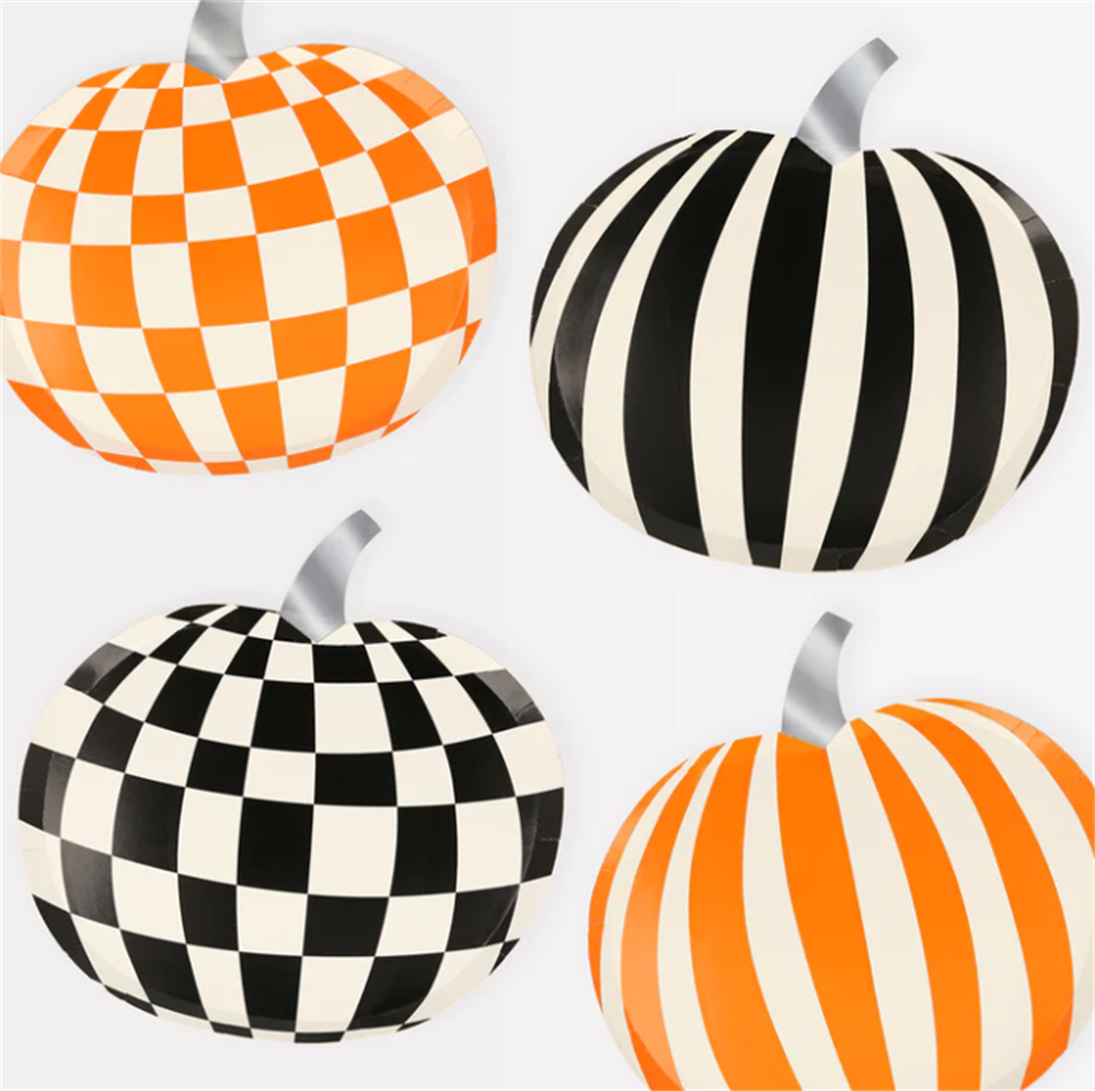 Meri Meri - Mod Pattern Pumpkin Plates - Modern Balkabağı Tabaklar (8'li) Gizden Gelenler