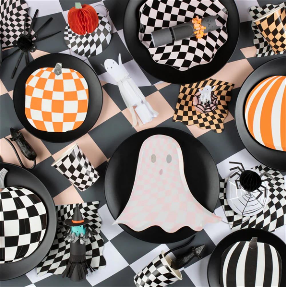 Meri Meri - Mod Pattern Pumpkin Plates - Modern Balkabağı Tabaklar (8'li) Gizden Gelenler