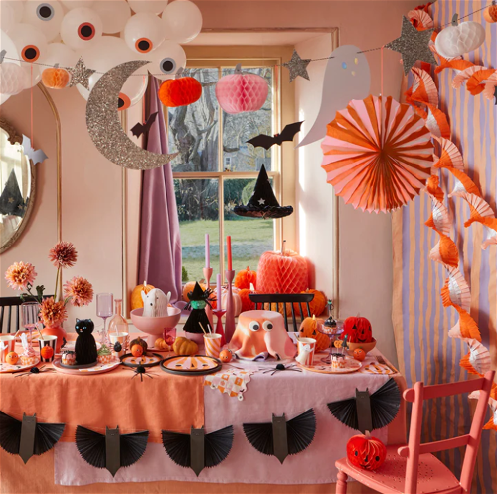 Meri Meri - Pastel Honeycomb Halloween Garland - Halloween Pastel Tonlar Asılan Süs Gizden Gelenler