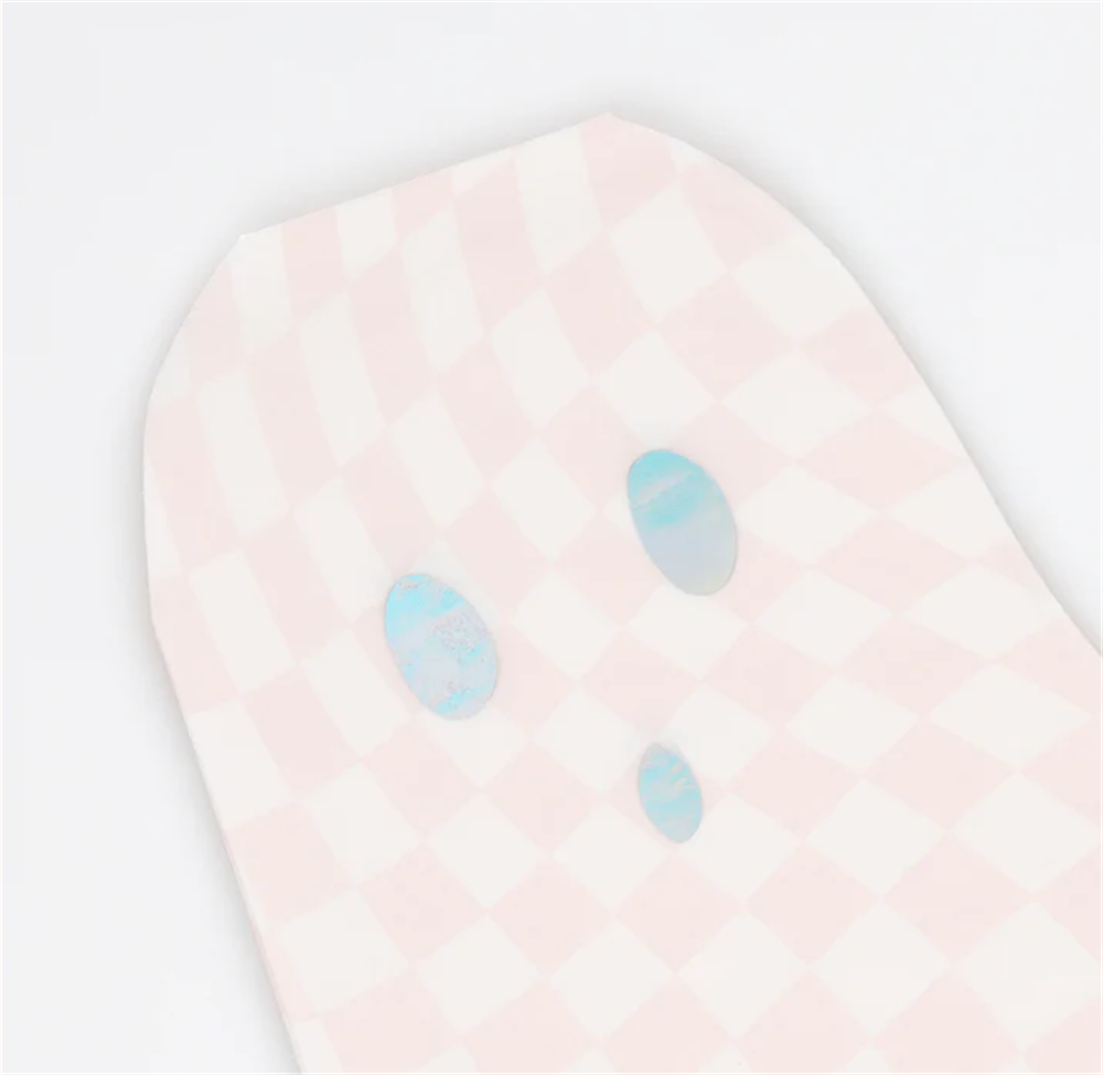 Meri Meri - Pink Checker Ghost Plates - Pembe Hayalet Tabaklar (8'li) Gizden Gelenler