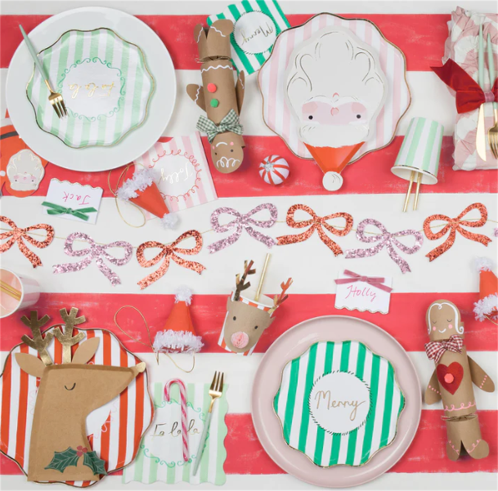 Meri Meri - Red & Pink Glitter Bow Garland - Kırmızı & Pembe Parıltılı Kurdele Asılan Süs Gizden Gelenler