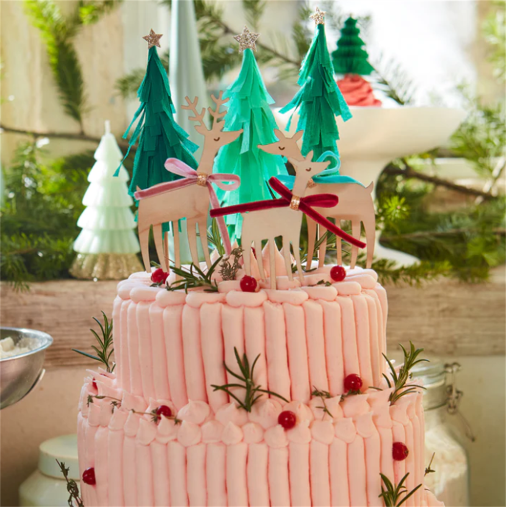 Meri Meri - Reindeer Family Cake Toppers - Ren Geyikleri Ailesi Pasta Süsü Gizden Gelenler
