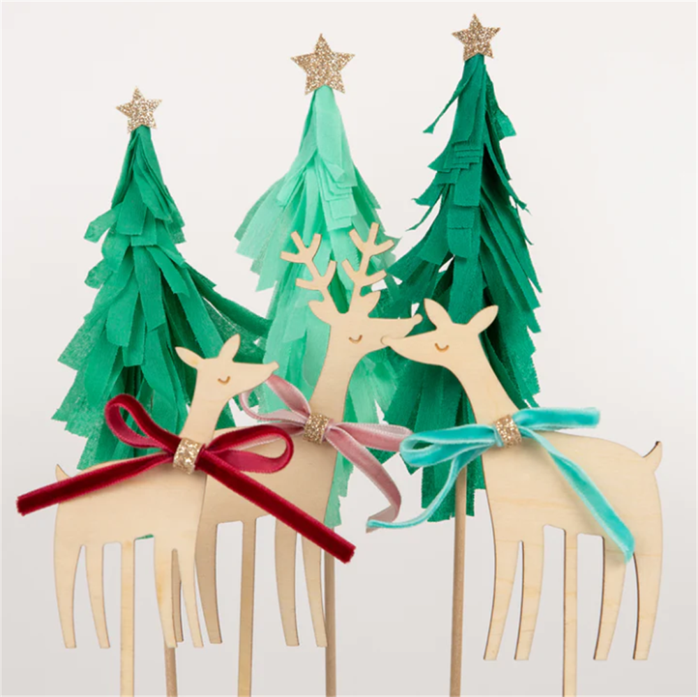 Meri Meri - Reindeer Family Cake Toppers - Ren Geyikleri Ailesi Pasta Süsü Gizden Gelenler