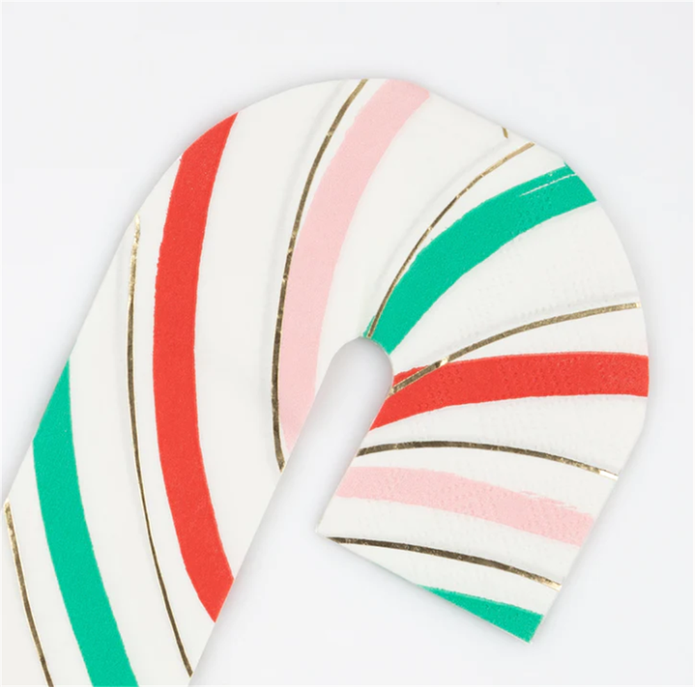 Meri Meri - Stripy Candy Cane Napkins - Çizgili Şeker Kamışı Peçeteler (16'lı) Gizden Gelenler