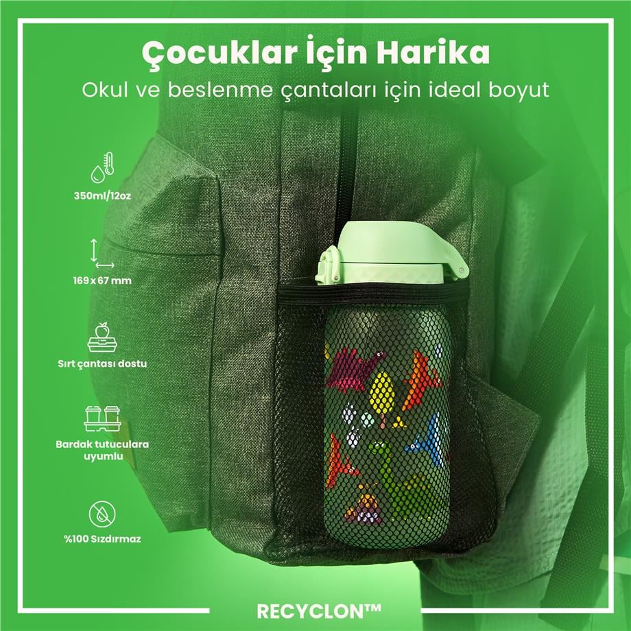 ION8ION8 - Çocuk Suluk - Dinozorlar- 350 ml - Sızdırmaz - BPA İçermeyenI8RF350PGDINO