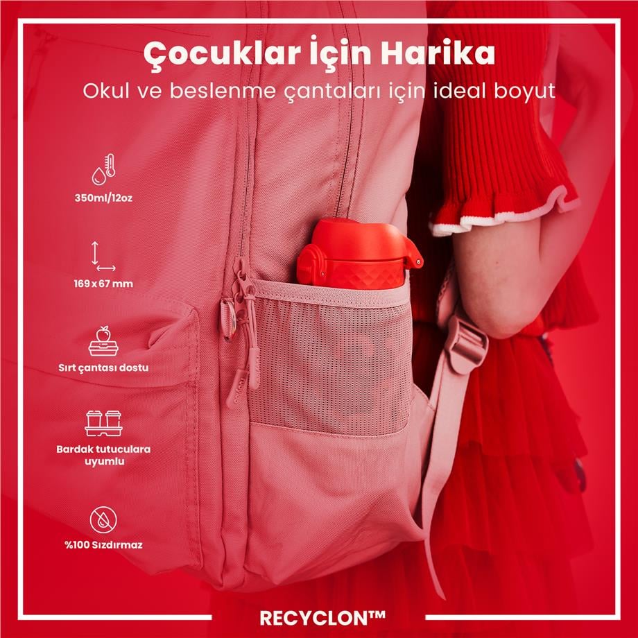 ION8ION8 - Çocuk Suluk - Kırmızı Unicorn - 350 ml - Sızdırmaz - BPA İçermeyenI8RF350PRUNI