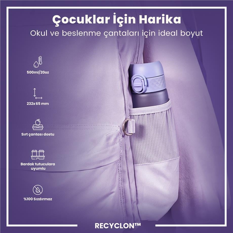 ION8ION8 - İnce Suluk - Açık Mor - 500 ml - Sızdırmaz - BPA İçermeyenI8RF500PERI