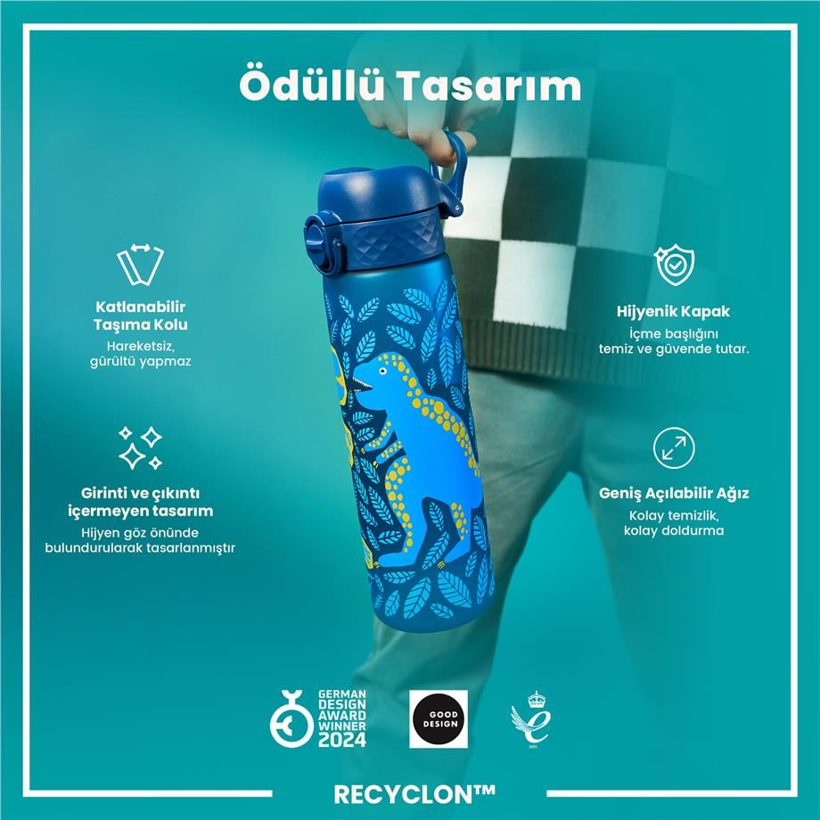 ION8ION8 - İnce Suluk - Dinozorlar - 500 ml - Sızdırmaz - BPA İçermeyenI8RF500PTDINO