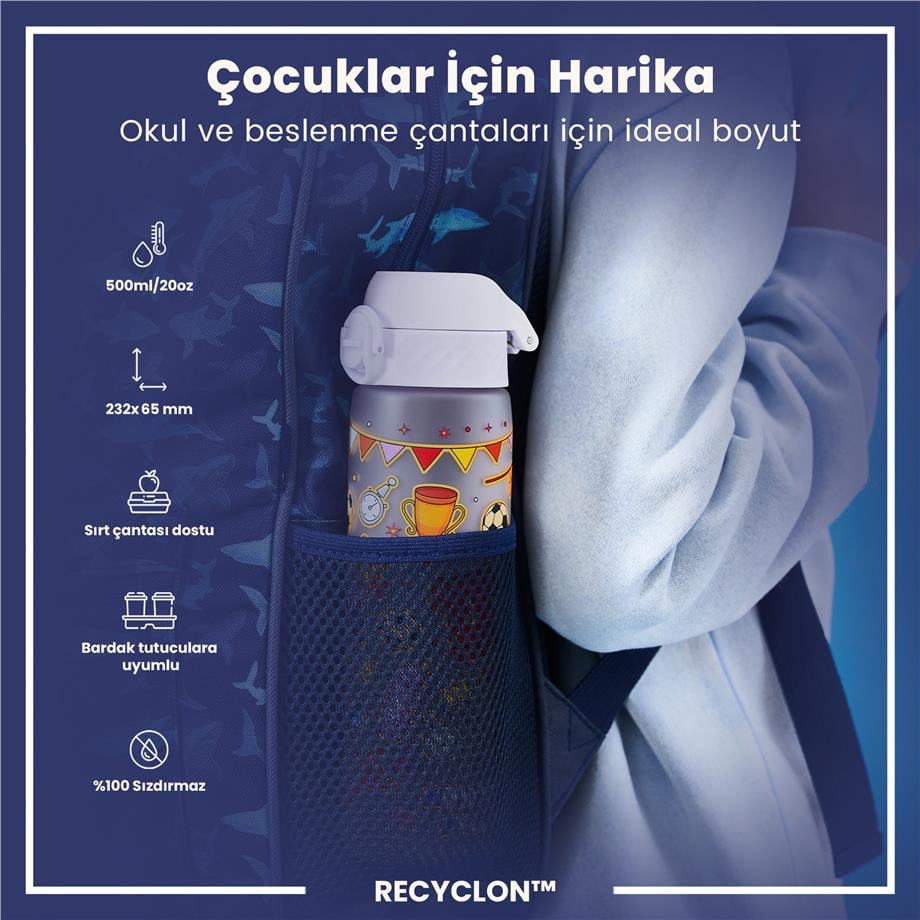 ION8ION8 - İnce Suluk - Futbol - 500 ml - Sızdırmaz - BPA İçermeyenI8RF500PIFOOT