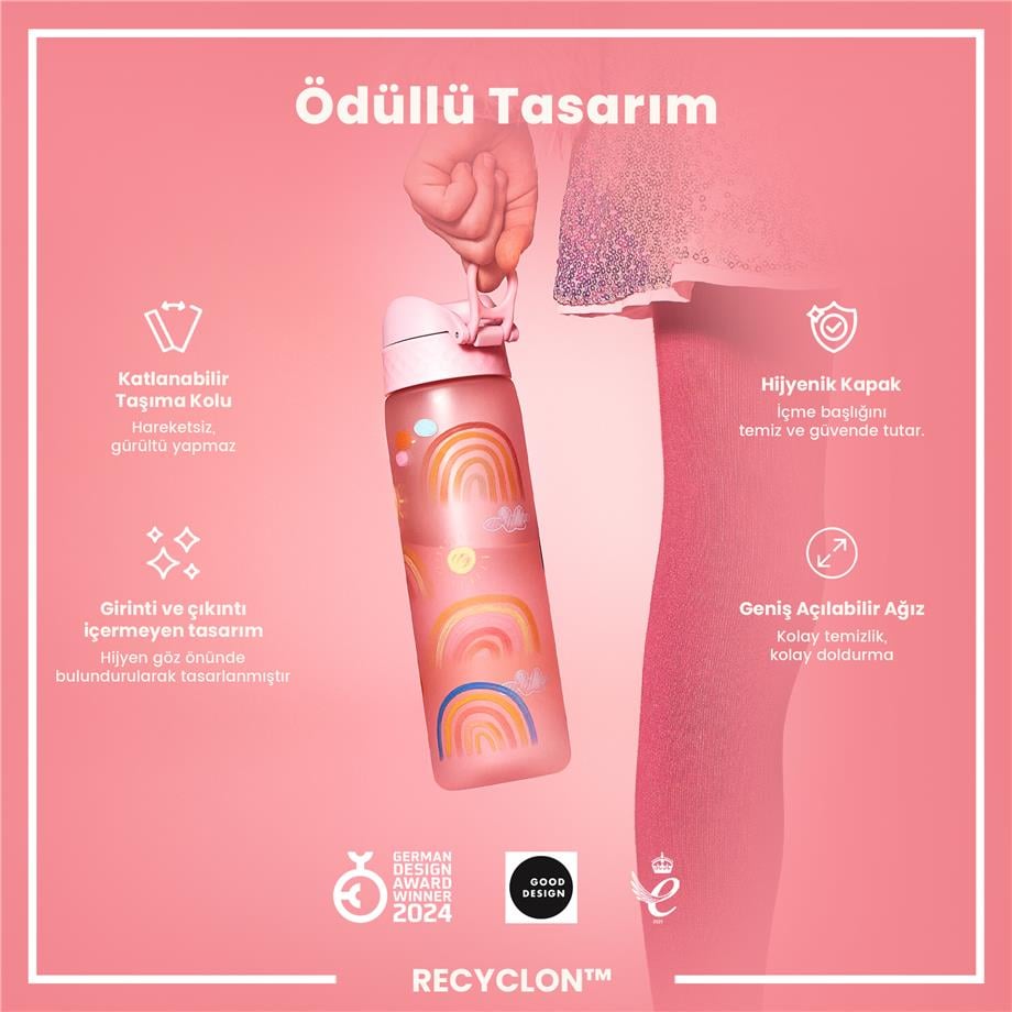 ION8ION8 - İnce Suluk - Gökkuşağı - 500 ml - Sızdırmaz - BPA İçermeyenI8RF500PPRAINB2