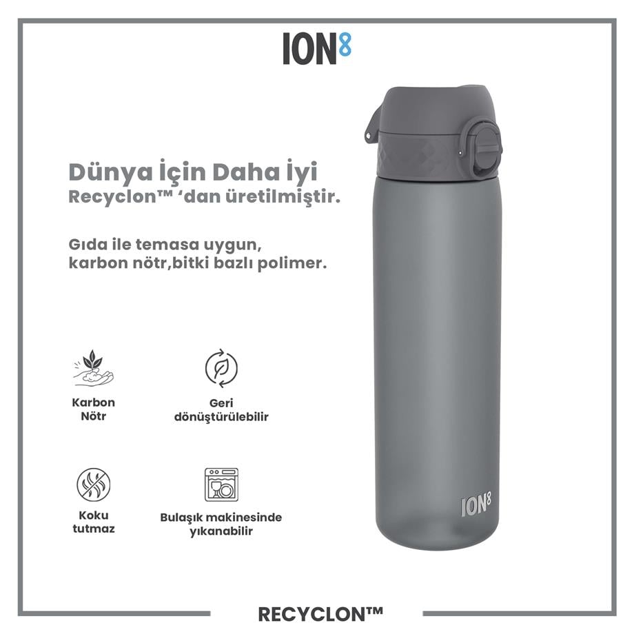 ION8ION8 - İnce Suluk - Gri - 500 ml - Sızdırmaz - BPA İçermeyenI8RF500GRY