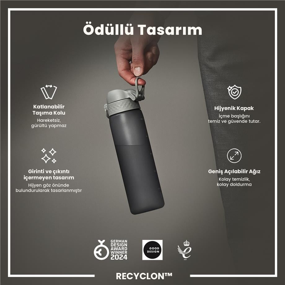 ION8ION8 - İnce Suluk - Gri - 500 ml - Sızdırmaz - BPA İçermeyenI8RF500GRY