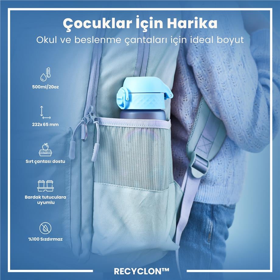 ION8ION8 - İnce Suluk - Mavi Unicorn - 500 ml - Sızdırmaz - BPA İçermeyenI8RF500PABUNIC