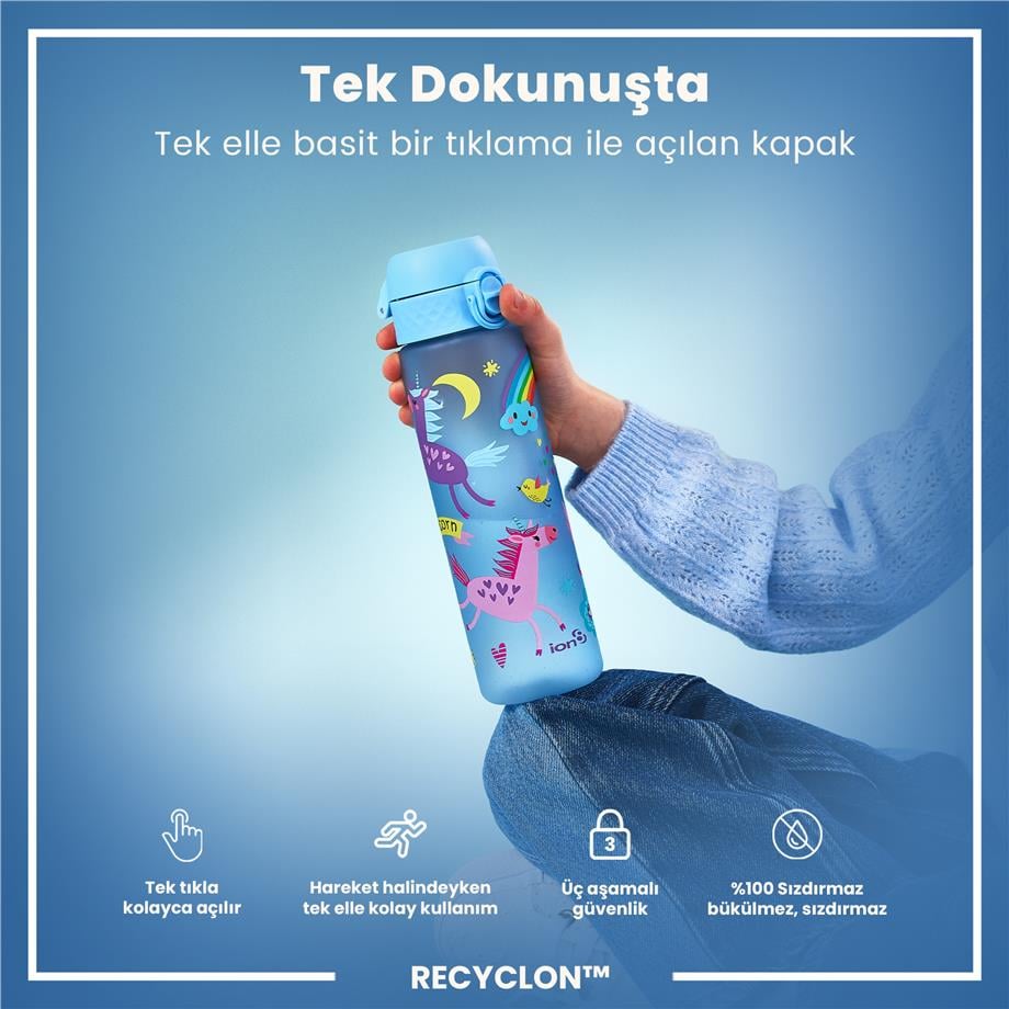 ION8ION8 - İnce Suluk - Mavi Unicorn - 500 ml - Sızdırmaz - BPA İçermeyenI8RF500PABUNIC