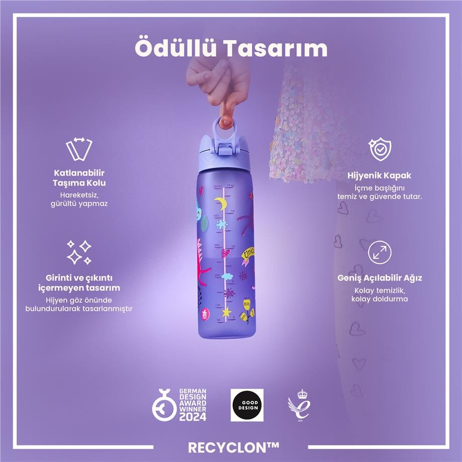 ION8ION8 - İnce Suluk - Mor Unicorn - 500 ml - Sızdırmaz - BPA İçermeyenI8RF500PVUNIC