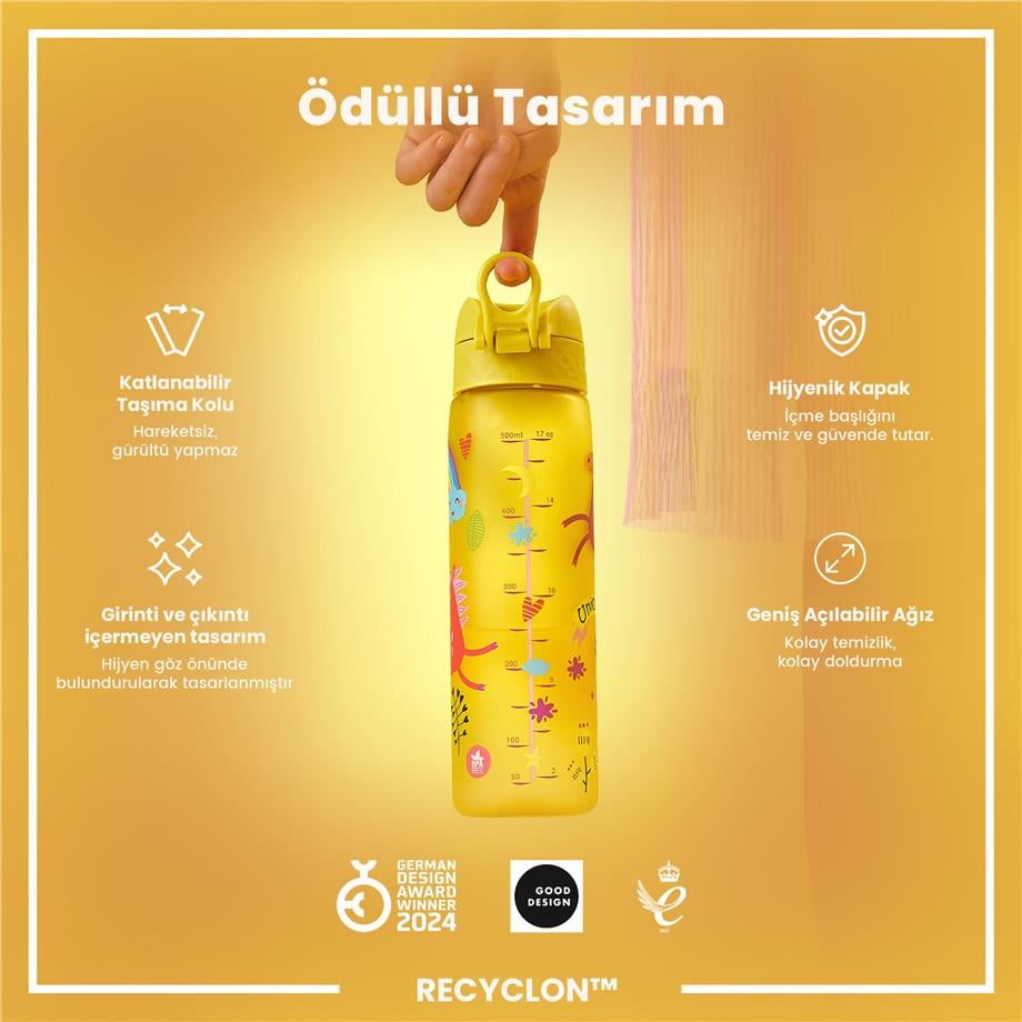 ION8ION8 - İnce Suluk - Sarı Unicorn - 500 ml - Sızdırmaz - BPA İçermeyenI8RF500PYUNIC