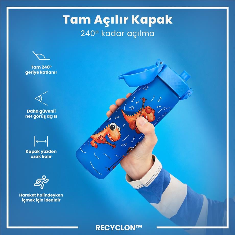 ION8ION8 - İnce Suluk - Şarkıcı Dino - 500 ml - Sızdırmaz - BPA İçermeyenI8RF500PBDINOB