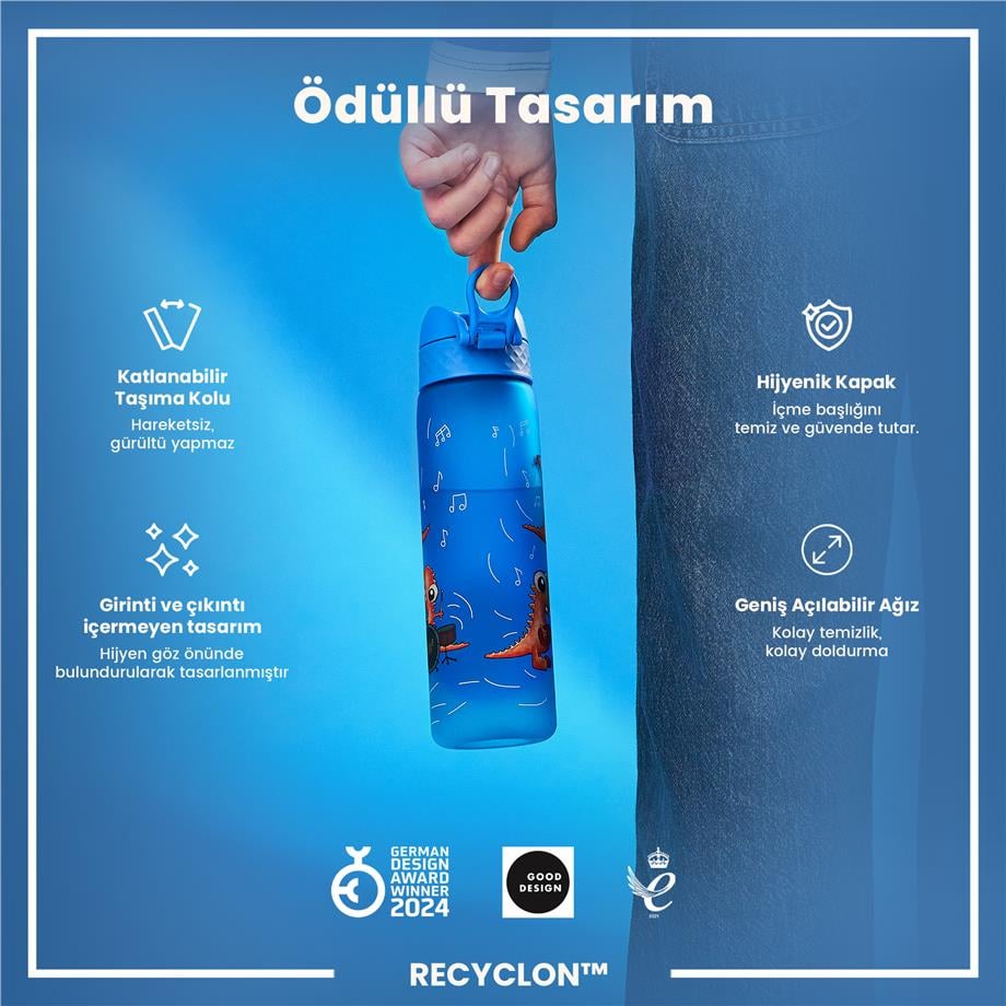 ION8ION8 - İnce Suluk - Şarkıcı Dino - 500 ml - Sızdırmaz - BPA İçermeyenI8RF500PBDINOB