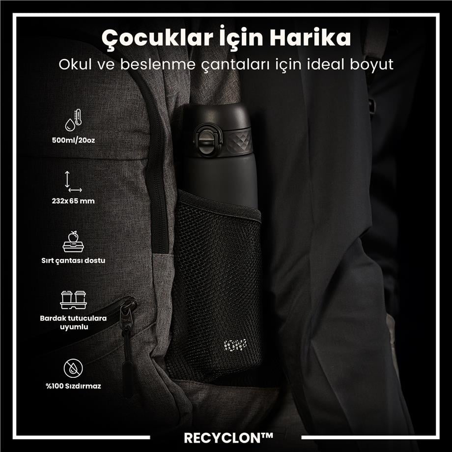 ION8ION8 - İnce Suluk - Siyah - 500 ml - Sızdırmaz - BPA İçermeyenI8RF500BLK
