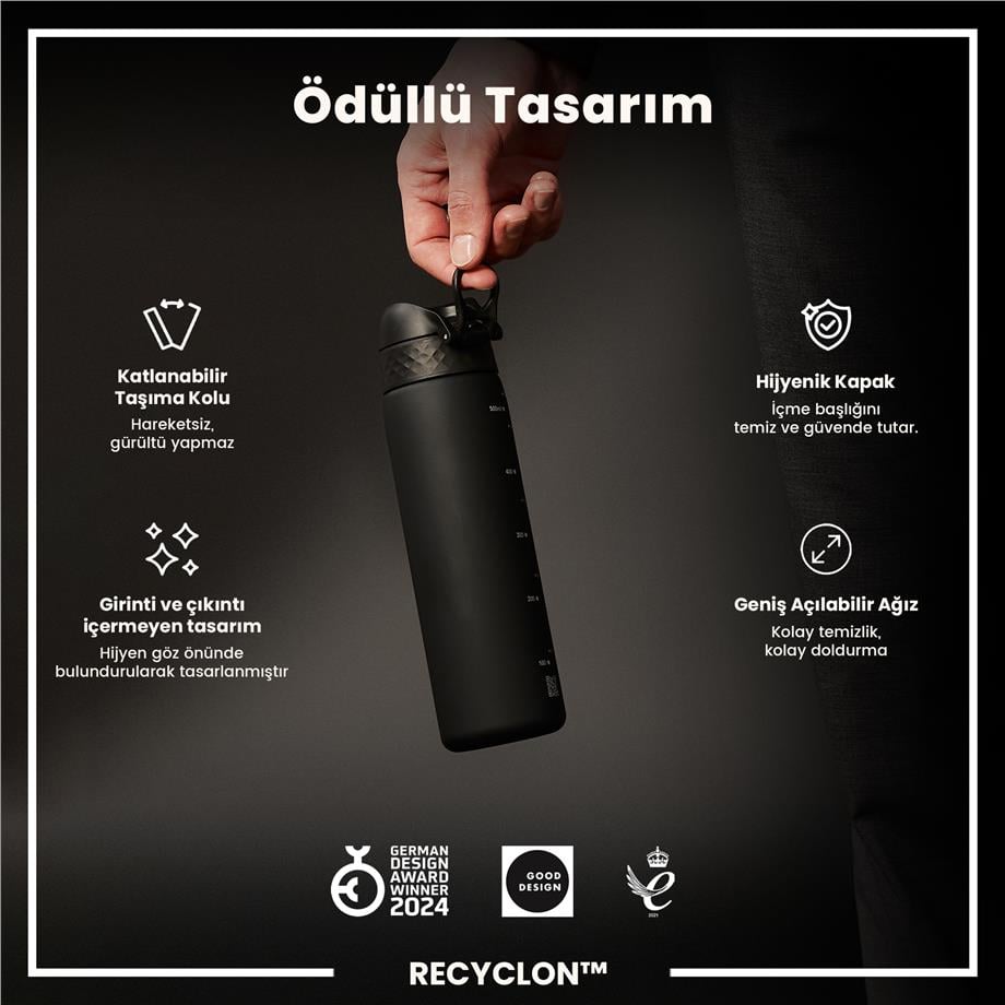 ION8ION8 - İnce Suluk - Siyah - 500 ml - Sızdırmaz - BPA İçermeyenI8RF500BLK