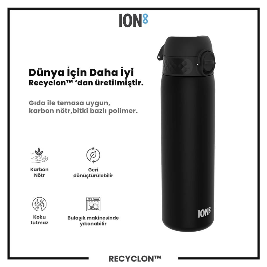 ION8ION8 - İnce Suluk - Siyah - 500 ml - Sızdırmaz - BPA İçermeyenI8RF500BLK