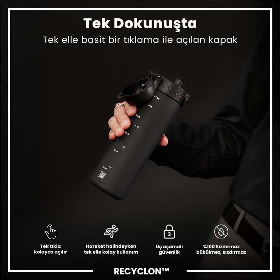 ION8ION8 - İnce Suluk - Siyah - 500 ml - Sızdırmaz - BPA İçermeyenI8RF500BLK