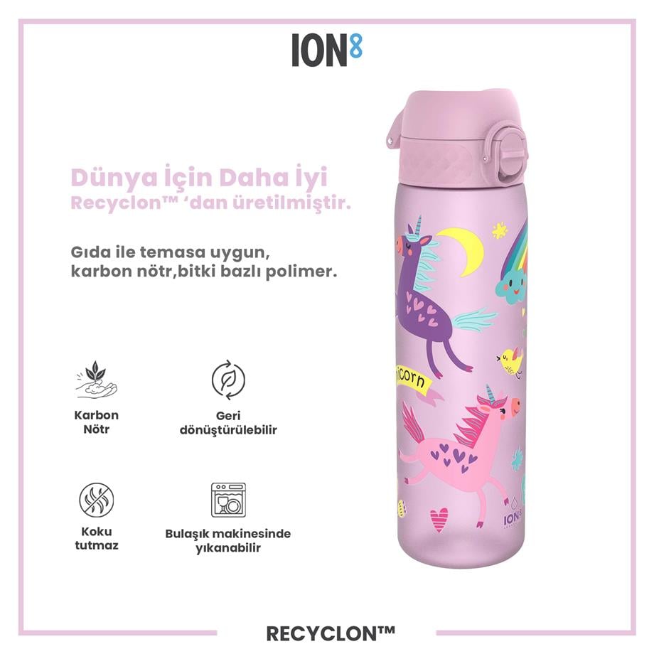 ION8ION8 - İnce Suluk - Unicorn - 500 ml - Sızdırmaz - BPA İçermeyenI8RF500PPUNIC