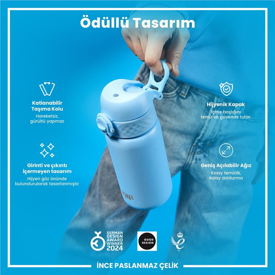Ion8Ion8 - Paslanmaz Çelik Çocuk Suluk - Alaska Mavisi - 400 ml - SızdırmazI8SS400ABLU2