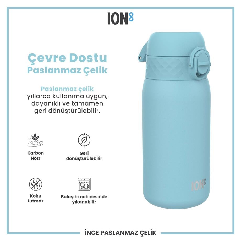 Ion8Ion8 - Paslanmaz Çelik Çocuk Suluk - Alaska Mavisi - 400 ml - SızdırmazI8SS400ABLU2