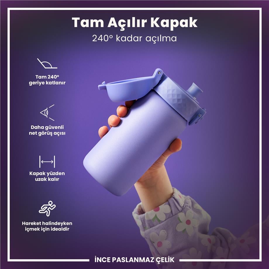 Ion8Ion8 - Paslanmaz Çelik Çocuk Suluk - Açık Mor - 400 ml - SızdırmazI8SS400PERI
