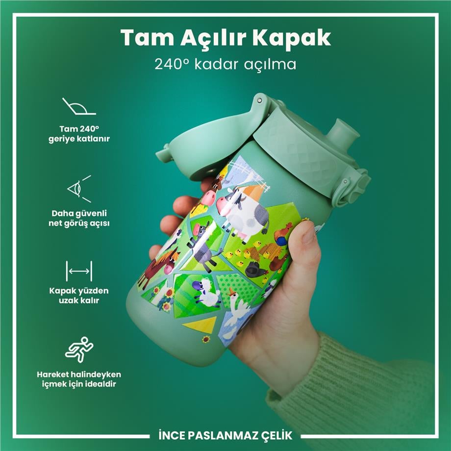 Ion8Ion8 - Paslanmaz Çelik Çocuk Suluk - Çiftlik Hayvanları - 400 ml - SızdırmazI8SS400PTFARMA