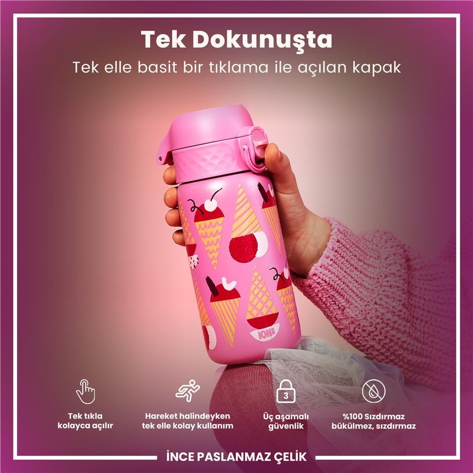 Ion8Ion8 - Paslanmaz Çelik Çocuk Suluk - Dondurma - 400 ml - SızdırmazI8SS400PPICECR