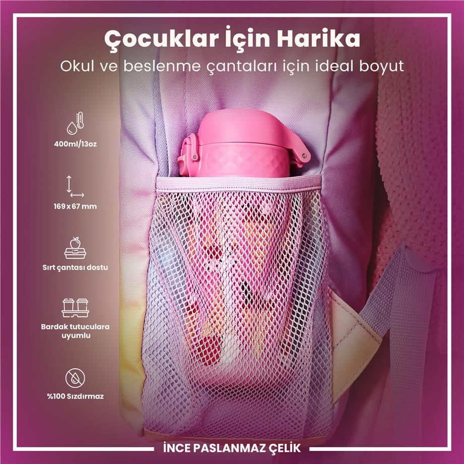 Ion8Ion8 - Paslanmaz Çelik Çocuk Suluk - Dondurma - 400 ml - SızdırmazI8SS400PPICECR