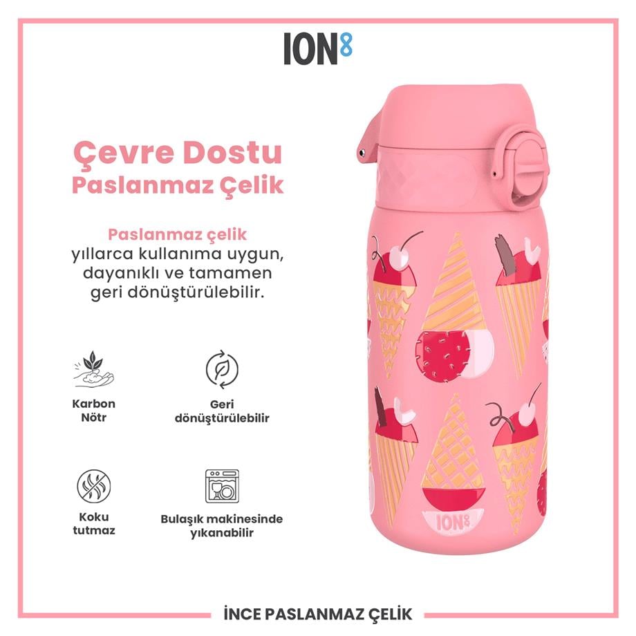 Ion8Ion8 - Paslanmaz Çelik Çocuk Suluk - Dondurma - 400 ml - SızdırmazI8SS400PPICECR