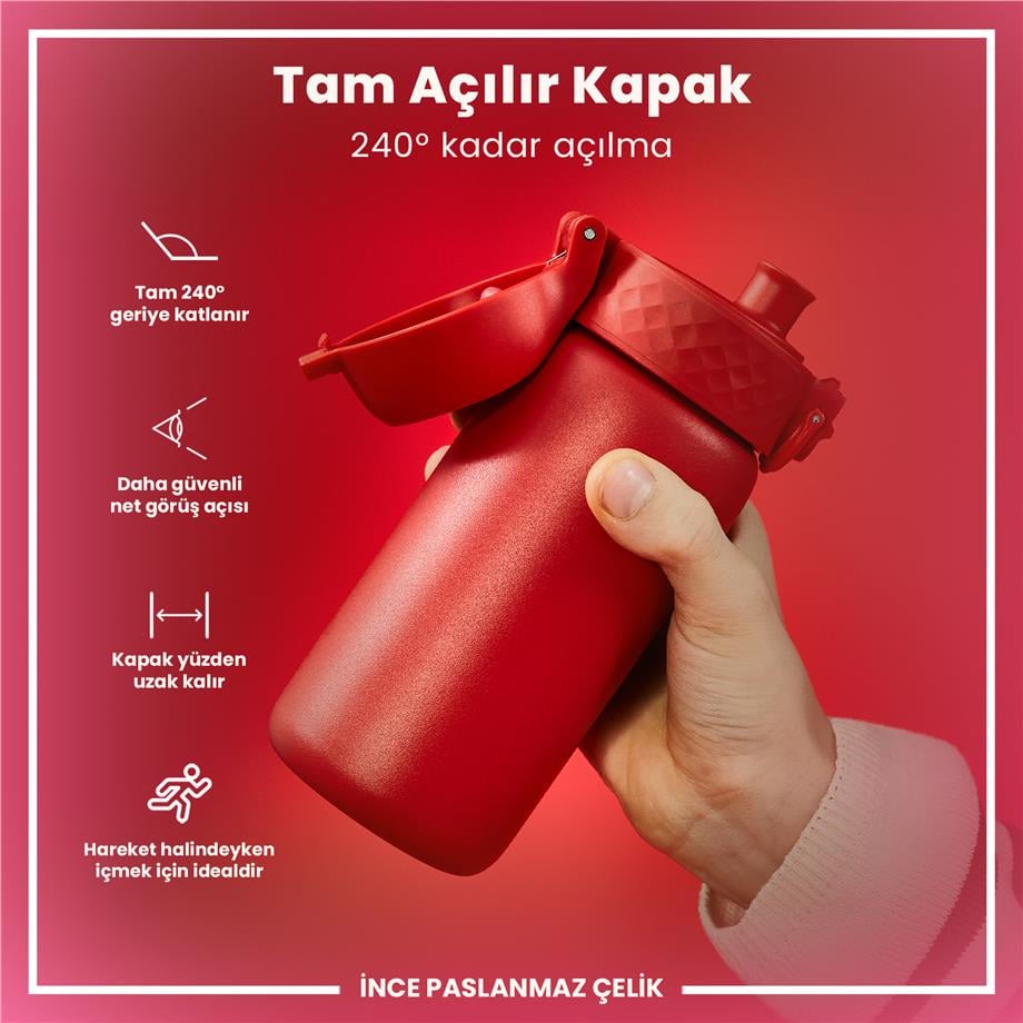 Ion8Ion8 - Paslanmaz Çelik Çocuk Suluk - Kırmızı - 400 ml - SızdırmazI8SS400RED