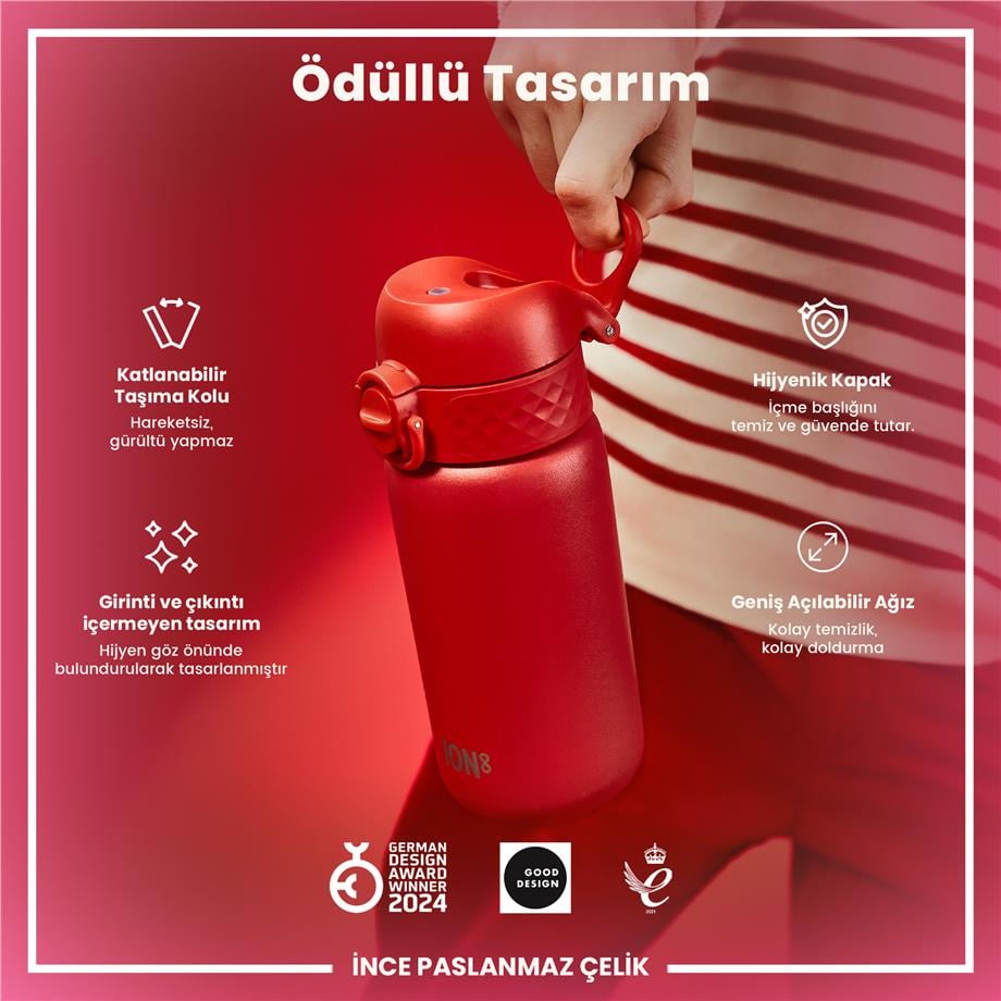 Ion8Ion8 - Paslanmaz Çelik Çocuk Suluk - Kırmızı - 400 ml - SızdırmazI8SS400RED