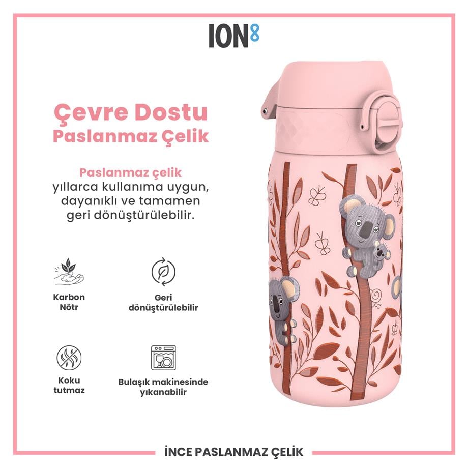 Ion8Ion8 - Paslanmaz Çelik Çocuk Suluk - Koala - 400 ml - SızdırmazI8SS400PPKOALA