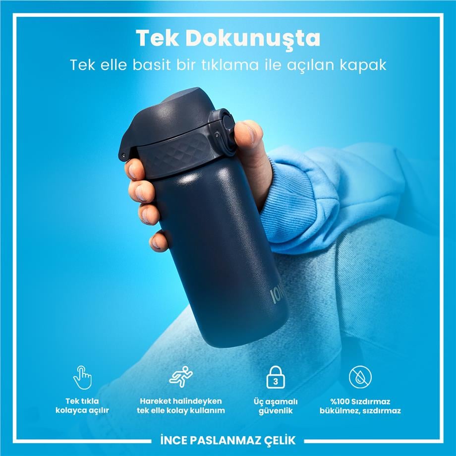 Ion8Ion8 - Paslanmaz Çelik Çocuk Suluk - Koyu Lavicert - 400 ml - SızdırmazI8SS400ANAVY