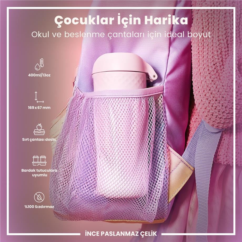 Ion8Ion8 - Paslanmaz Çelik Çocuk Suluk - Leylak - 400 ml - SızdırmazI8SS400LIL2