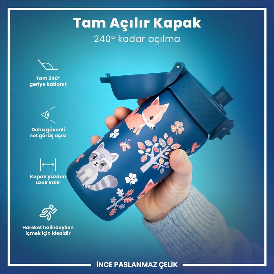 Ion8Ion8 - Paslanmaz Çelik Çocuk Suluk - Orman Hayvanları - 400 ml - SızdırmazI8SS400PTFOREAN