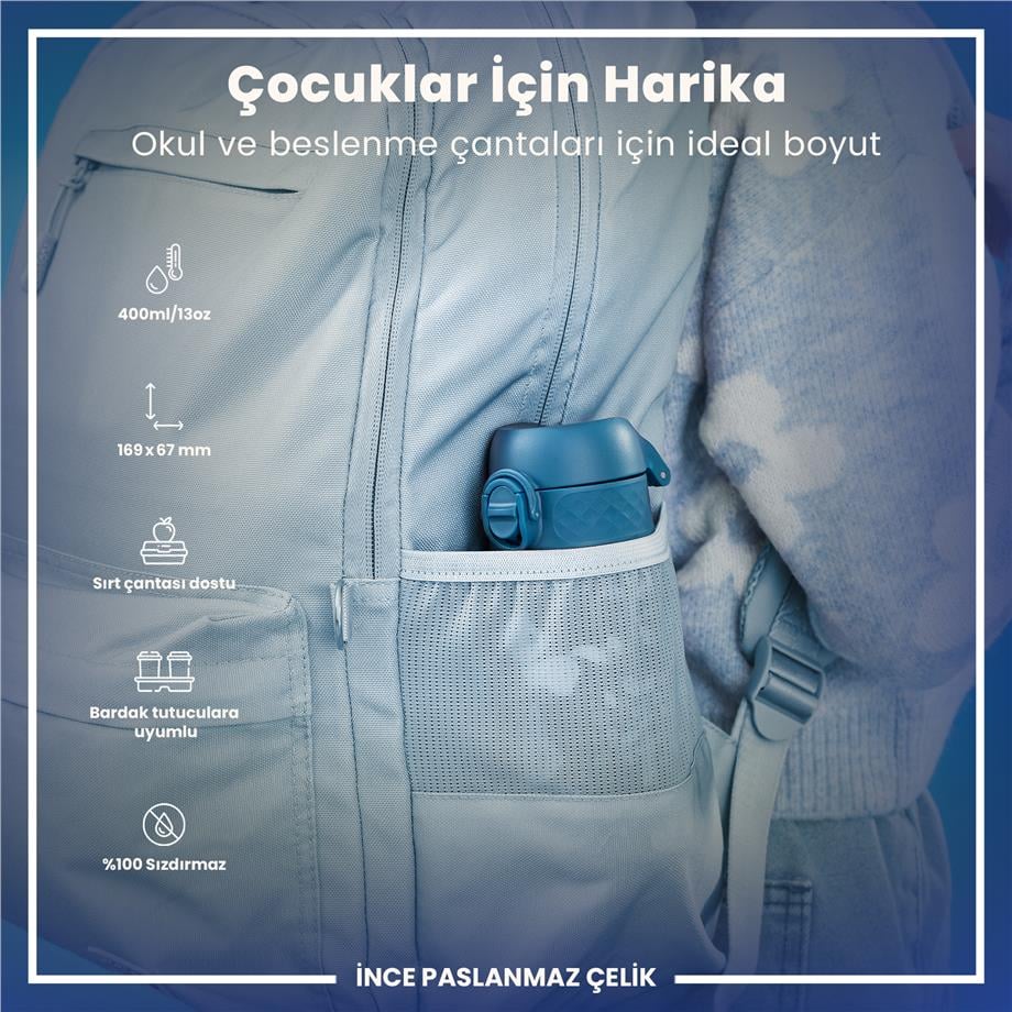 Ion8Ion8 - Paslanmaz Çelik Çocuk Suluk - Orman Hayvanları - 400 ml - SızdırmazI8SS400PTFOREAN
