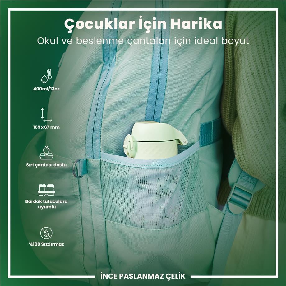 Ion8Ion8 - Paslanmaz Çelik Çocuk Suluk - Panda - 400 ml - SızdırmazI8SS400PGPANDA