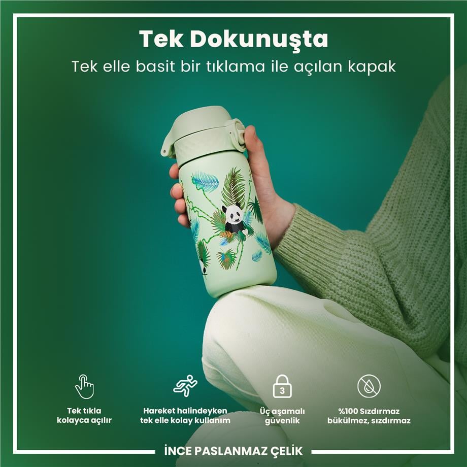 Ion8Ion8 - Paslanmaz Çelik Çocuk Suluk - Panda - 400 ml - SızdırmazI8SS400PGPANDA