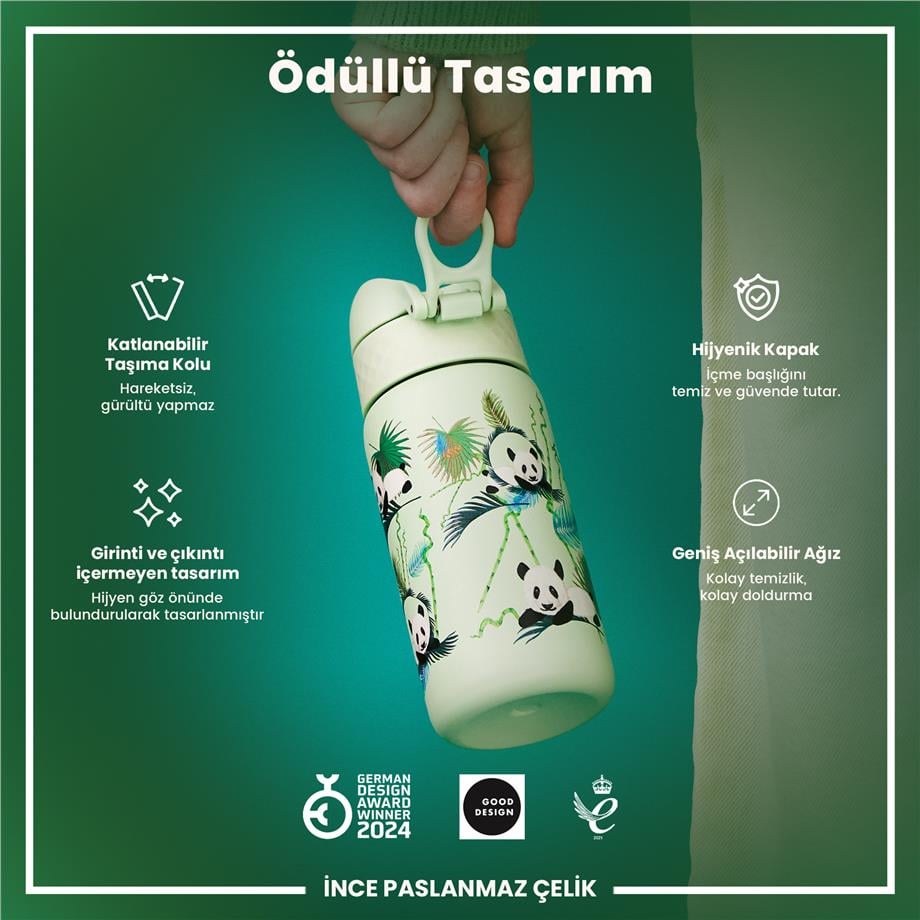 Ion8Ion8 - Paslanmaz Çelik Çocuk Suluk - Panda - 400 ml - SızdırmazI8SS400PGPANDA