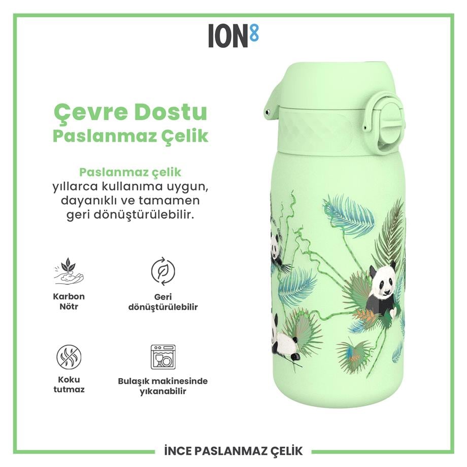 Ion8Ion8 - Paslanmaz Çelik Çocuk Suluk - Panda - 400 ml - SızdırmazI8SS400PGPANDA