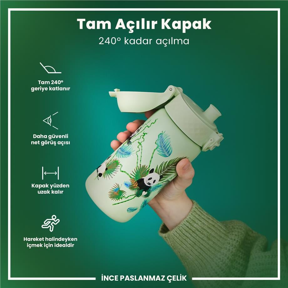 Ion8Ion8 - Paslanmaz Çelik Çocuk Suluk - Panda - 400 ml - SızdırmazI8SS400PGPANDA