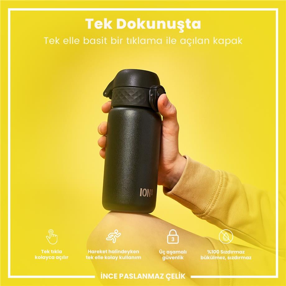 Ion8Ion8 - Paslanmaz Çelik Çocuk Suluk - Siyah - 400 ml - SızdırmazI8SS400BLK