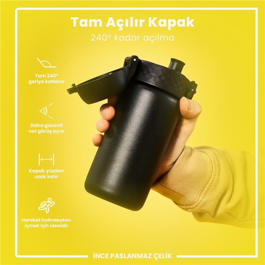 Ion8Ion8 - Paslanmaz Çelik Çocuk Suluk - Siyah - 400 ml - SızdırmazI8SS400BLK
